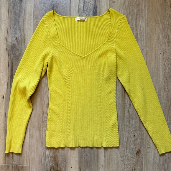 Anthropologie Mustard Ribbed Knit Top - Picture 1 of 2